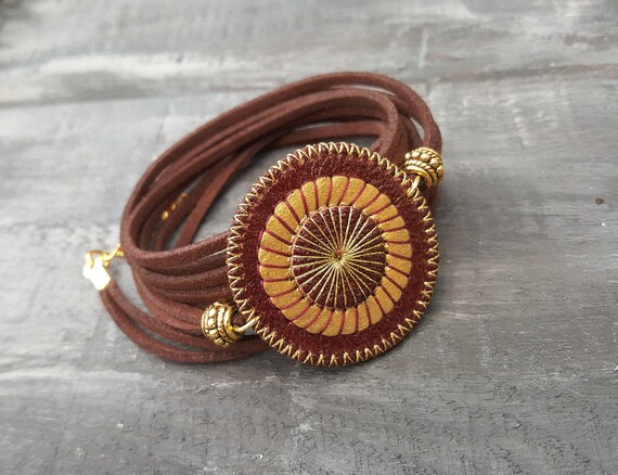 Brown Leather Bracelet Wrap Bracelet Layered Leather Bracelet Leather Cuff Bracelet Boho Wrap Bracelet Bohemian Bracelet Boho Jewelry