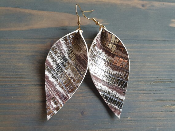 Large Leather leaf Earrings, Bohemian Earrings, Leather Earrings, Boho Earrings, Western Earrings, Genuine Leather Earrings For Her
