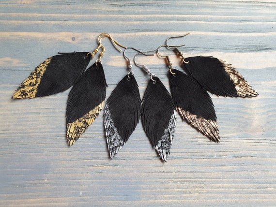 Boho leather earrings outlet