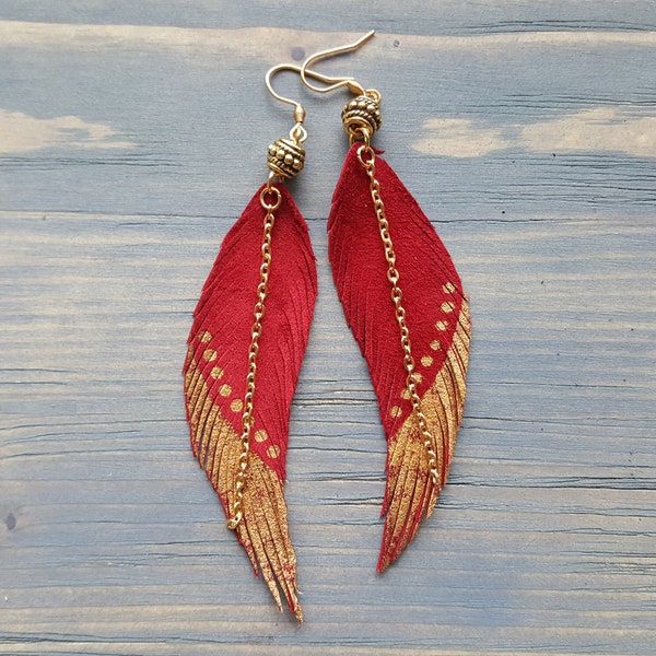 Long Feather Earring Etsy