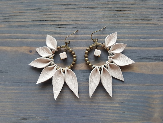 Leather Fringe Earrings, Bohemian Hoop Earrings, Boho Earrings, Leather Earrings, Statement Earrings, Statement Jewelry, Boho Jewelry.