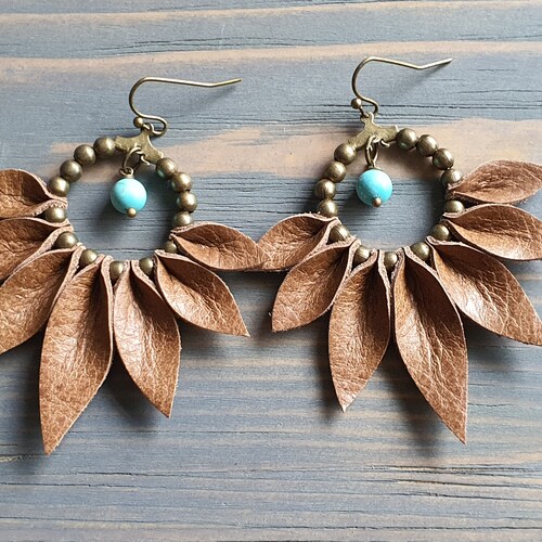 Bohemian Hoop Earrings Bronze Hoop Earrings Boho Earrings Etsy