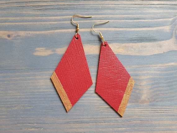 Leather Earrings, Red Earrings, Red Leather Earrings, Statement Earrings, Large Leather Earrings, Statement Jewelry, Leather Jewelry