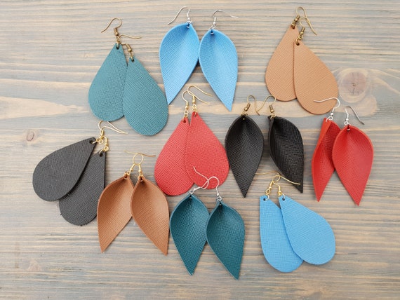 Teardrop earrings leather deals