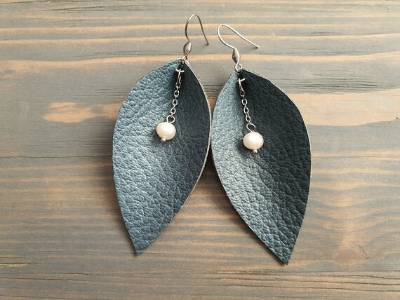 Teal leather best sale earrings