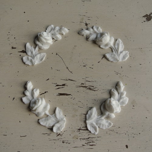 Shabby Chic Resin Furniture Applique Large Rose Etsy