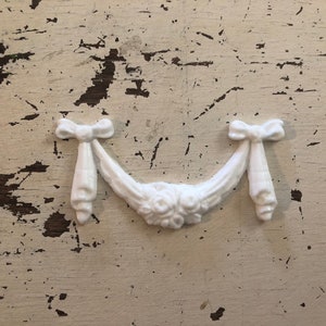 Shabby Chic Resin furniture applique! Small Bow & Rose Swag!
