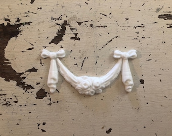 Shabby Chic Resin furniture applique! Small Bow & Rose Swag!