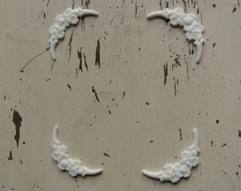 Shabby Chic Resin furniture applique! Super Small Floral swags!  Lot of 4!