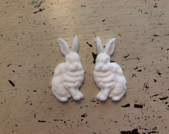 Applique pour meuble shabby chic en résine ! Les lapins blancs !