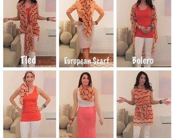 Multi-functional wrap that can be worn 20 different ways, from summer to winter, from the beach to the office!