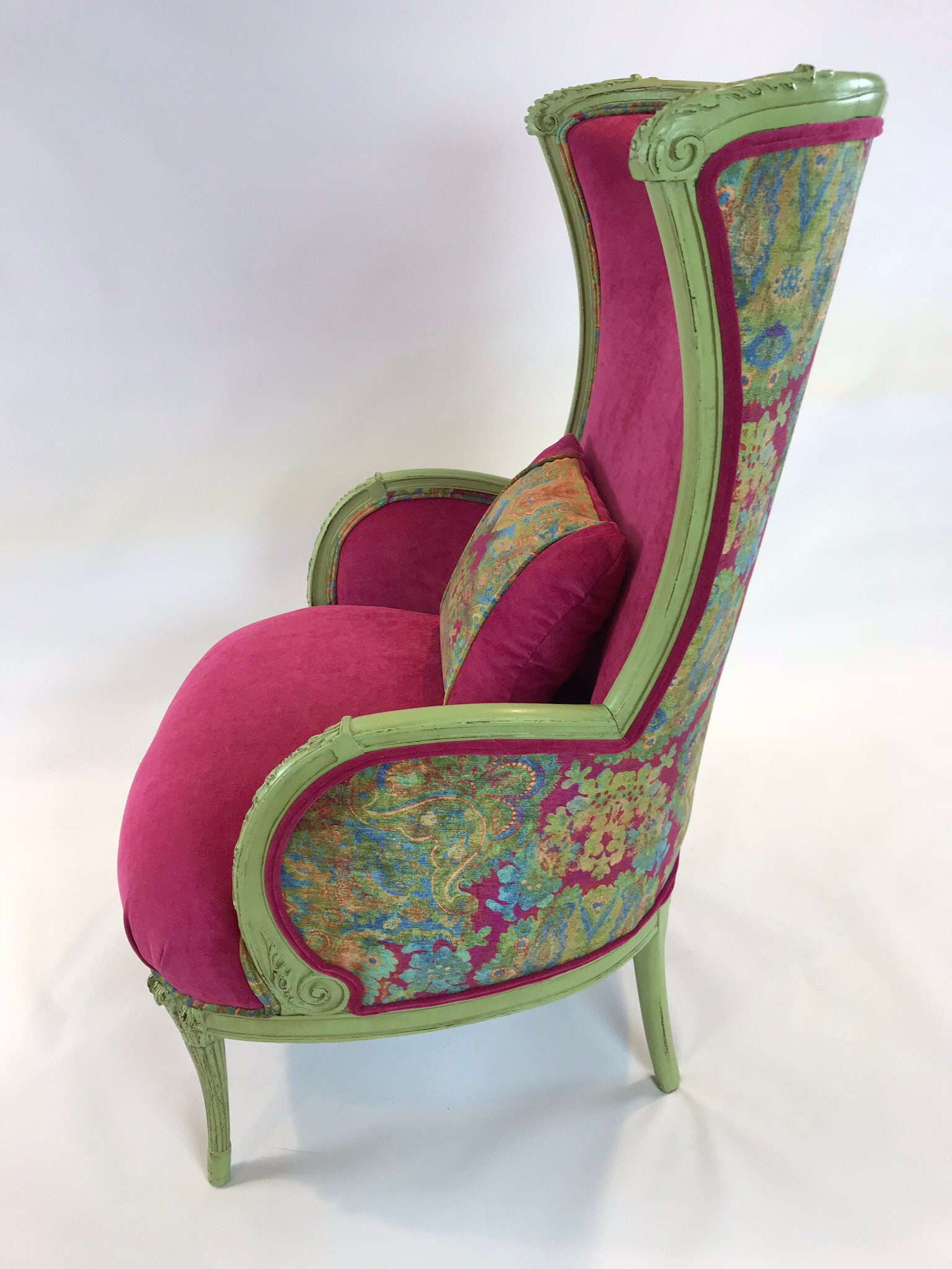 Accent chair pink Reupholstered chair upholstered wingchair Etsy