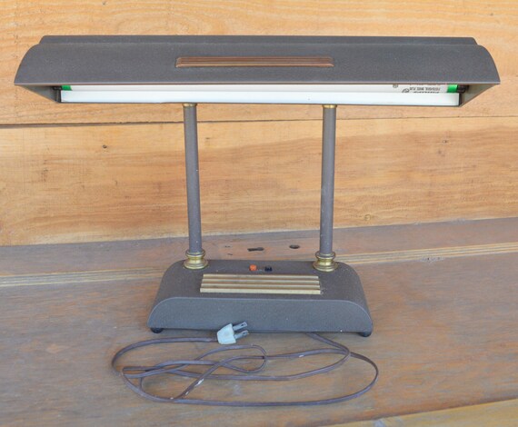 Large Old Working Vintage Industrial Brass Metal Desk Lamp With A Pen And Pencil Holder Adjule Shade Cool