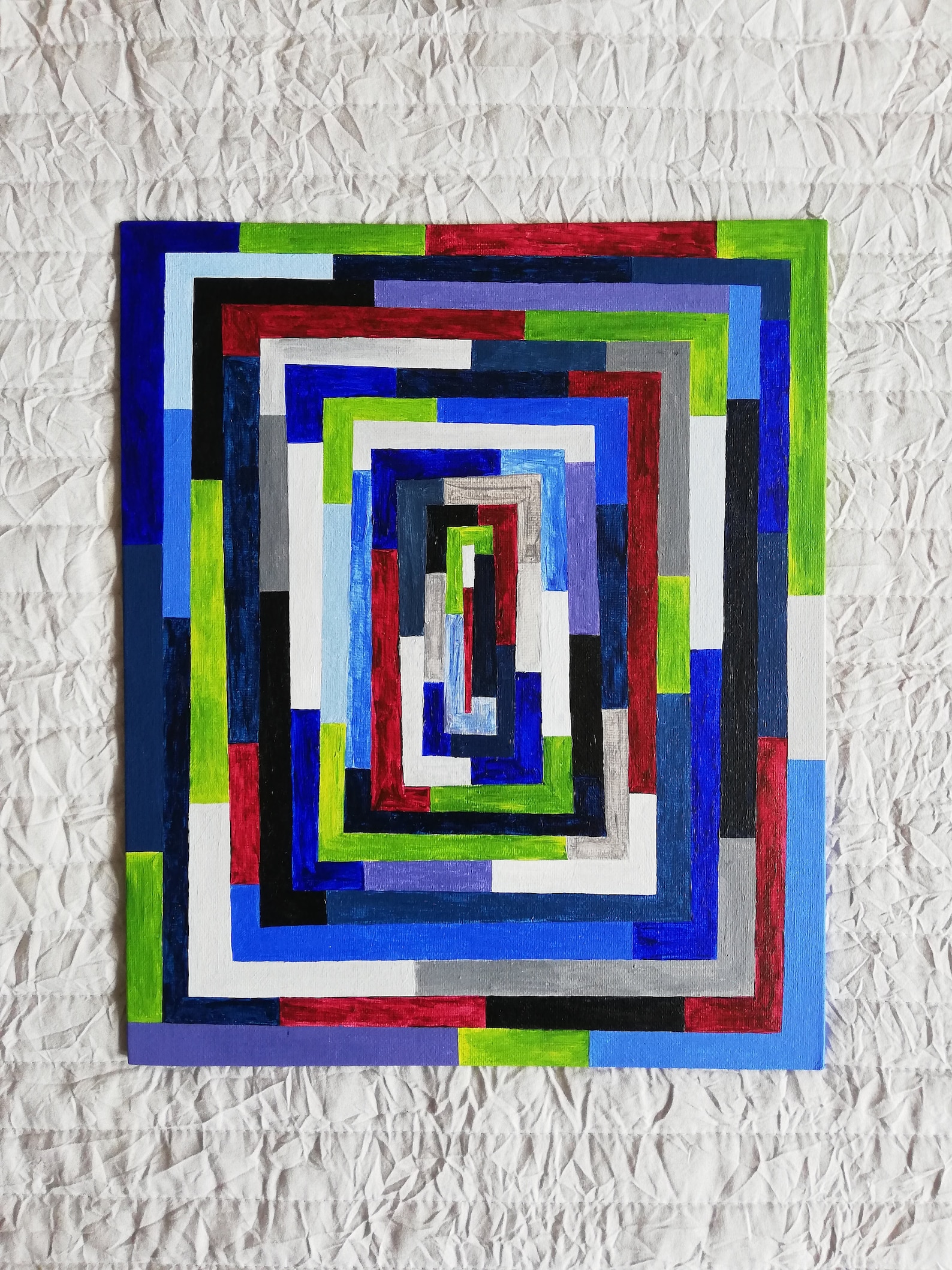 Geometric abstract painting on canvas panel // Colourful wall Etsy