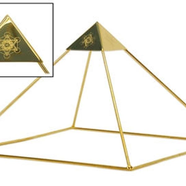 9" 24K Gold-Plated Copper Meditation Pyramid with Capstone by Buddha Maitreya the Christ