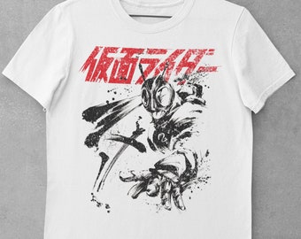 Kamen Rider Vintage inspiriertes japanisches Grafik-T-Shirt. Unisex Manga, Anime, Retro T-Shirt.
