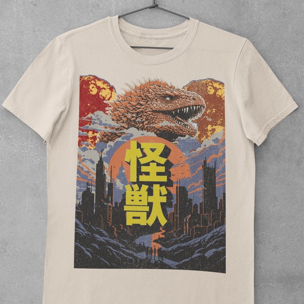 Godzilla Vintage Japanese Graphic Tee - Unisex Retro Style.