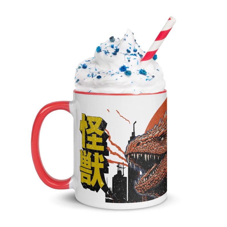 Vintage Kaiju Godzilla-inspired Ceramic Mug With Color Inside 11oz ...