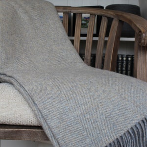 100% British Wool Grey Mix Herringbone Blanket