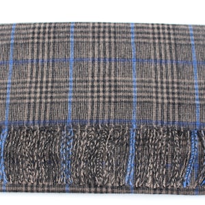 Luxuriously Soft Cashmere & Lambswool Unisex Scarf in Prince of Wales Check.  Designed and finished in Yorkshire.