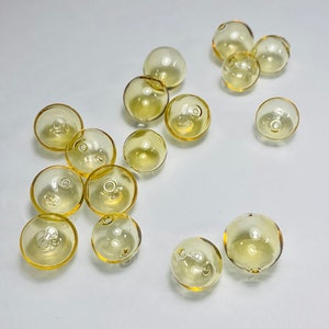 Light Amber Blown Glass Beads: 14mm Hollow Beads, Set of 6