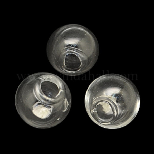 Blown Glass Globe Bead SINGLE hole 12mm diameter set of 10