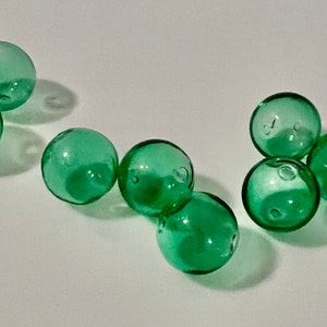 Hand Blown Hollow Glass bubbles 16mm color soft green beads. Lot of 6