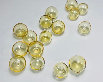 Light Amber Blown Glass Beads: 16mm Hollow Beads, Set of 6