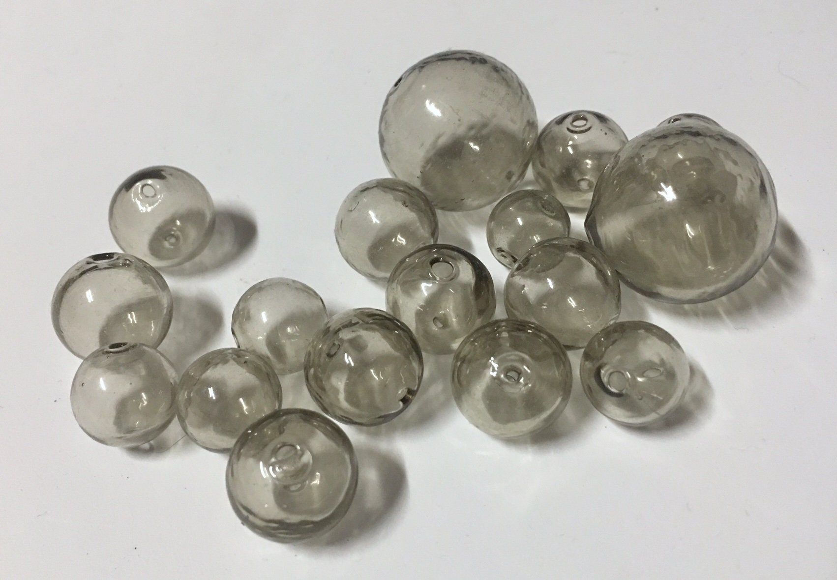 Hollow Blown Glass Beads 14mm taupe 6 Etsy