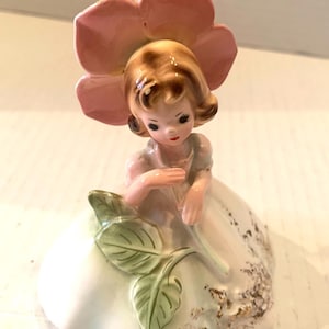 JOSEF Vintage Originals, HTF, Japan, Favourite Sayings Collection, &quot;Mighty Like the Rose&quot; Ceramic Girl Figurine, Rare 20938, Collectors