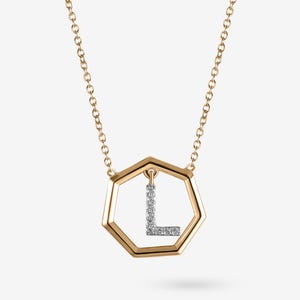 Collar con letra L bañado en oro y rodio blanco