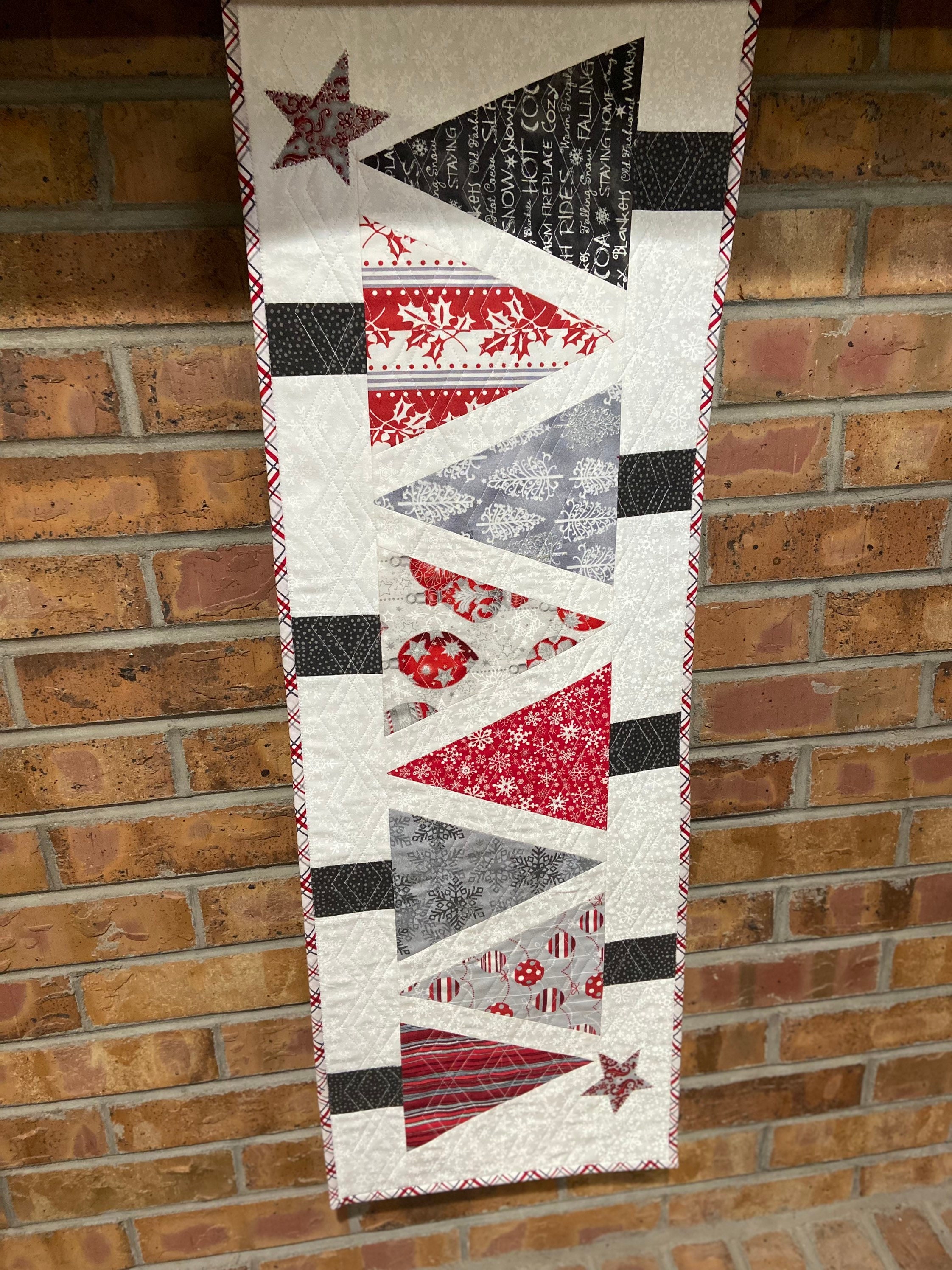 Quilted Christmas Tree Table Runner Red and Gray Decor Sofa Etsy