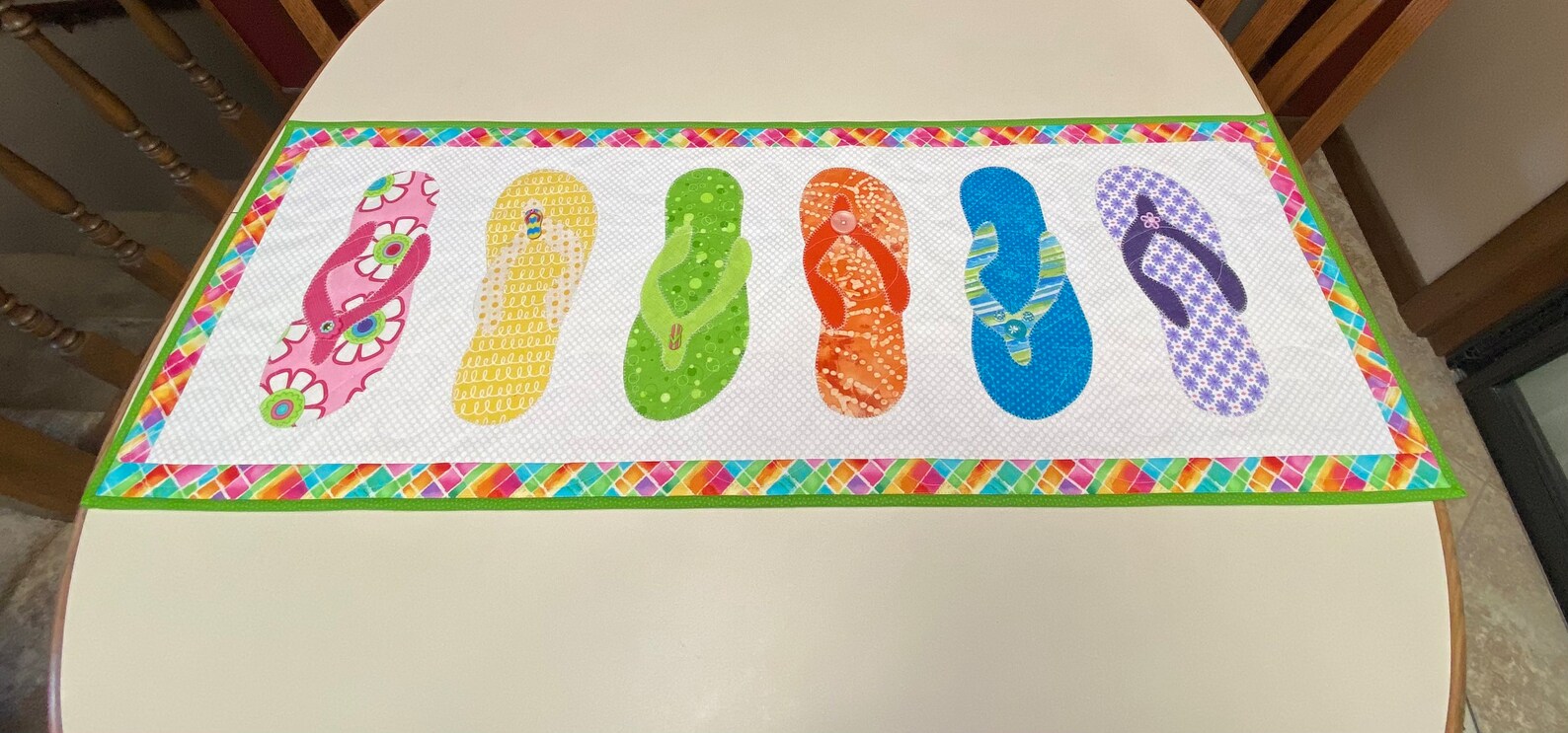 Flip Flop Table Runner, Quilted Table Runner, Beach Table Runner