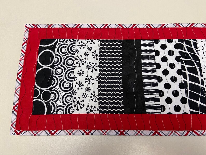 Two Quilted Black Red and White Table Decor Black and White Etsy
