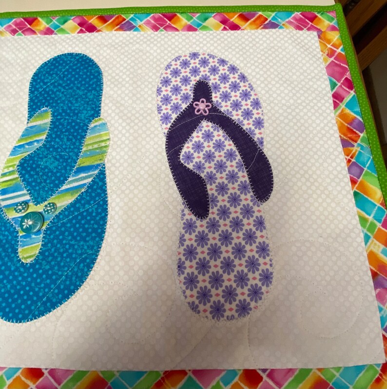 Flip Flop Table Runner Quilted Table Runner Beach Table Etsy