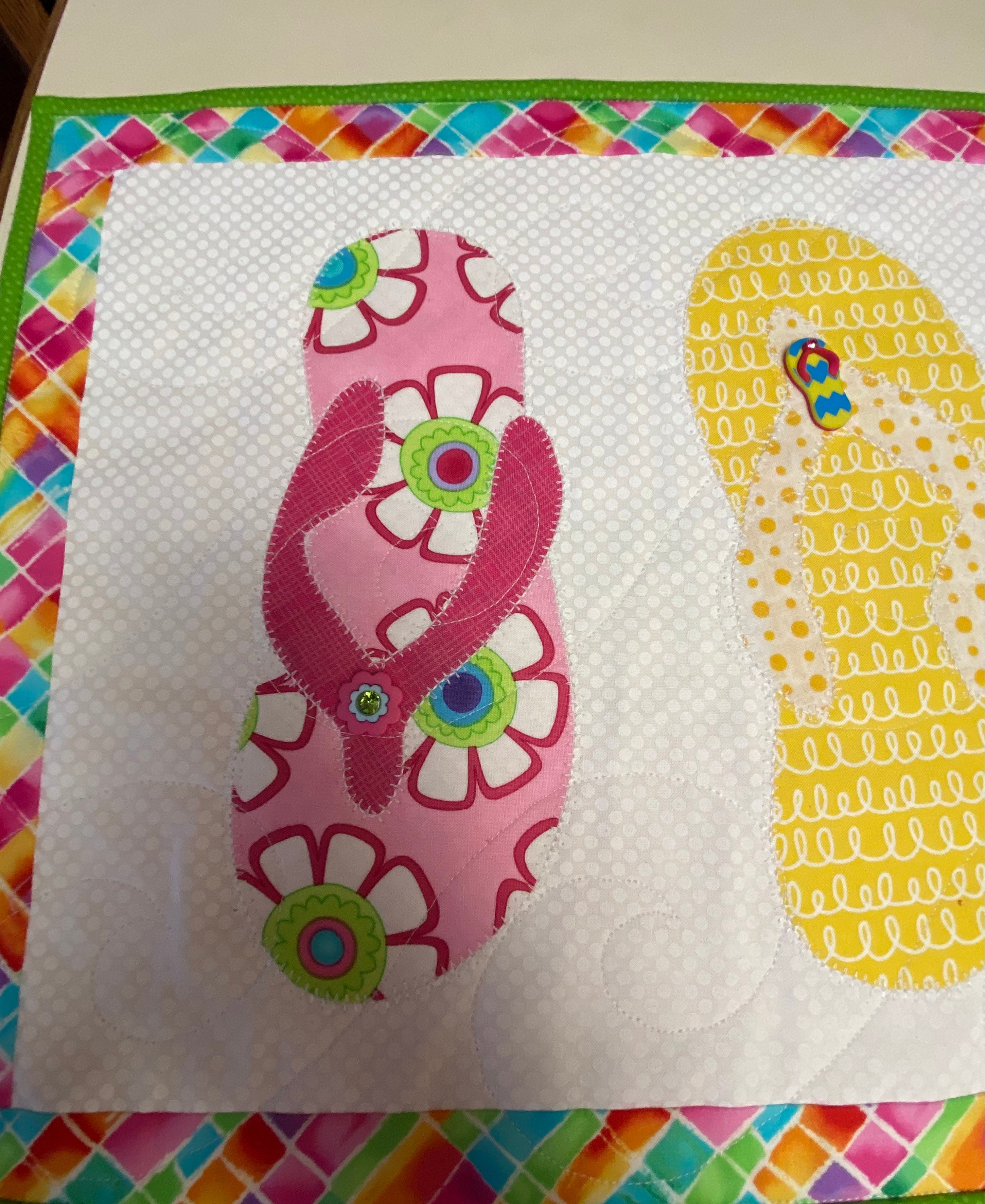 Flip Flop Table Runner, Quilted Table Runner, Beach Table Runner