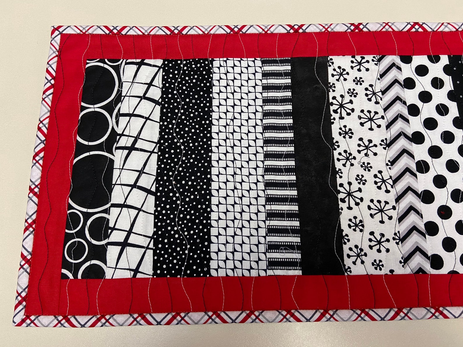Two Quilted Black Red and White Table Decor Black and White Etsy