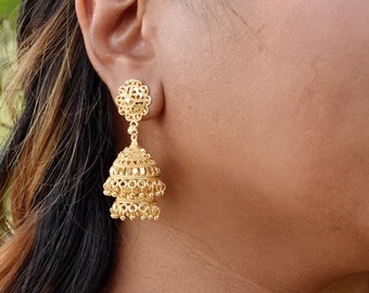 2 layer gold jhumka