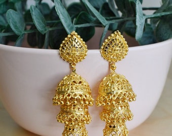 2 layer gold jhumka