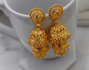 gold jhumka 3 layer