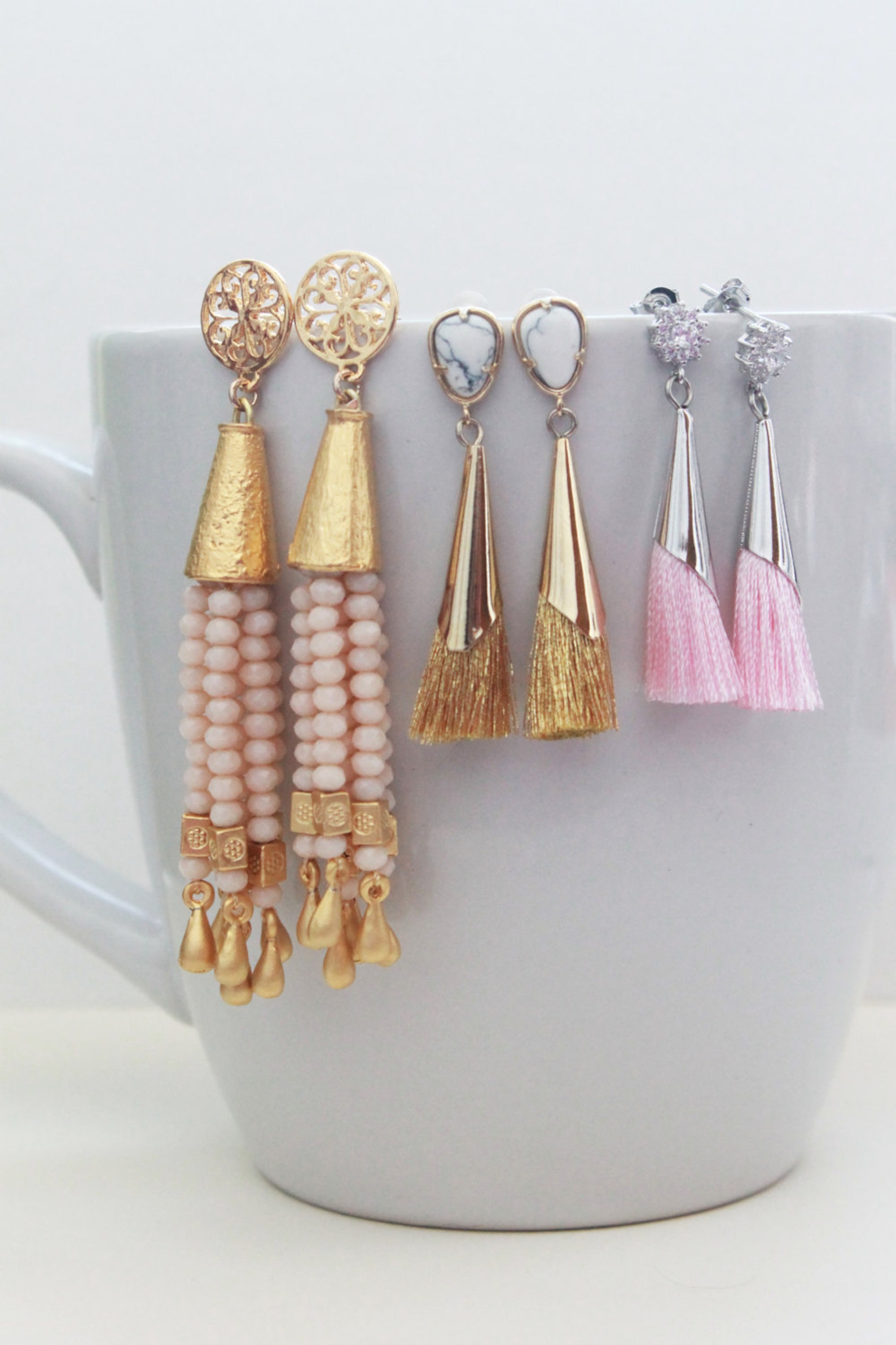 Gold Tassel Earrings Kadali Gold Crystal Tassel Earrings Etsy