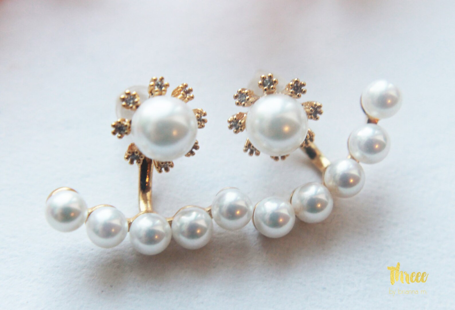 Earring Jacket Gold Pearl Earring Jacket With 6MM Pearl Etsy