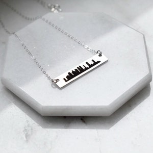 Silver Bar Necklace, Philly Skyline Gold Bar Pendant Necklace, Custom Bar Necklace, Philadelphia Skyline