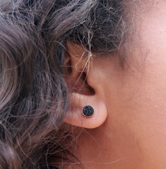 Black cheap druzy earrings