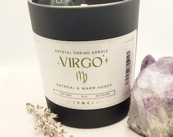 Vela de cristal del zodíaco, cera de soja perfumada, hierbas curativas, pulsera de piedras preciosas