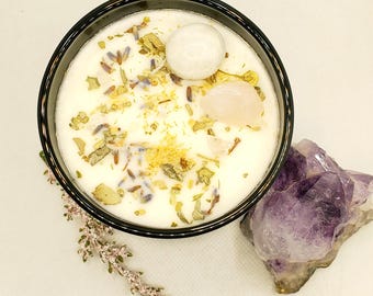 Zodiac Crystal Candle, Scented Soy Wax, Gemstone Bracelet