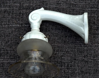 1930s Art Deco wall lamp, porcelain and glass.    NO SHIPPING USA