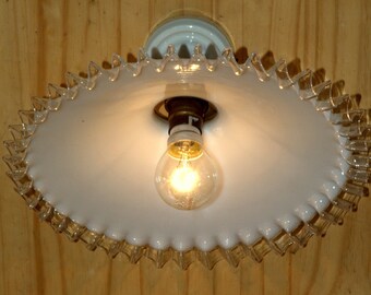 Wall lamp porcelain and white glass Art Deco 1930   NO SHIPPING USA