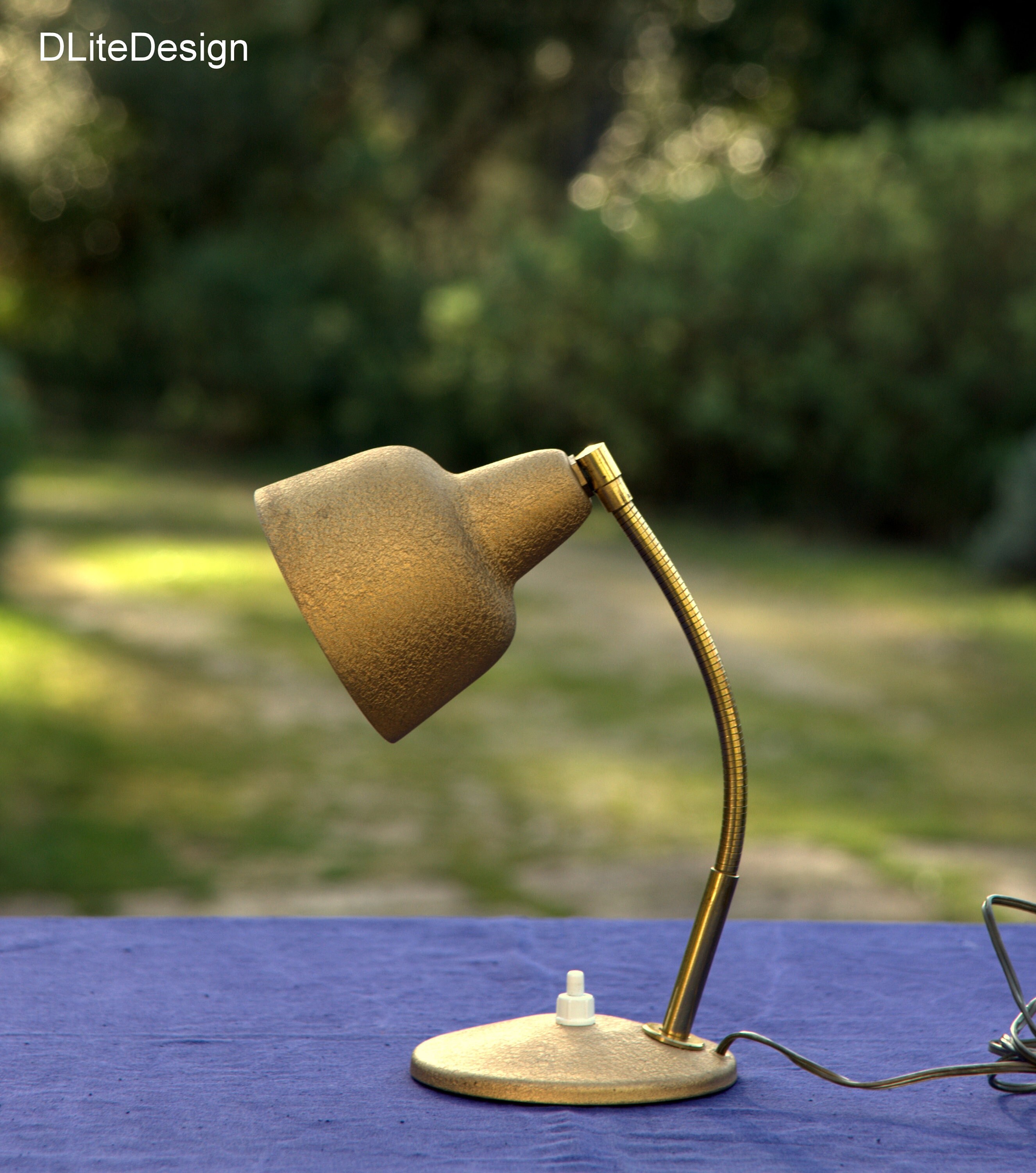 Golden table lamp vintage 1950 Aluminor French lamp