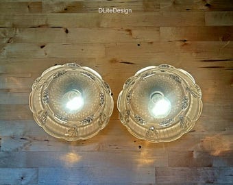 Pair of Art Deco wall sconces, porcelain and molded glass. 1930 No Shipping USA